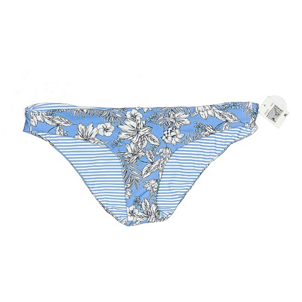 HOT WATER Blue White Reversible Bikini Swim Bottoms Tropical Floral